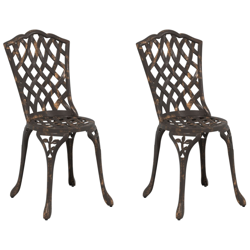 Gartenstühle 2er Set Bronze Gussaluminium