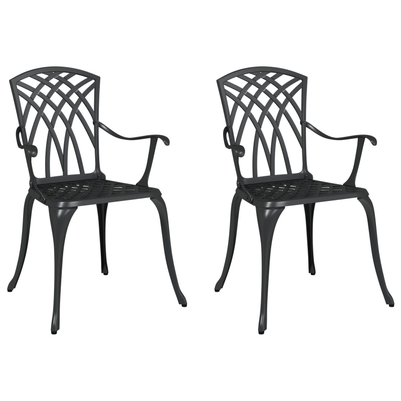 Gartenstühle 2 Stück Schwarz Gussaluminium