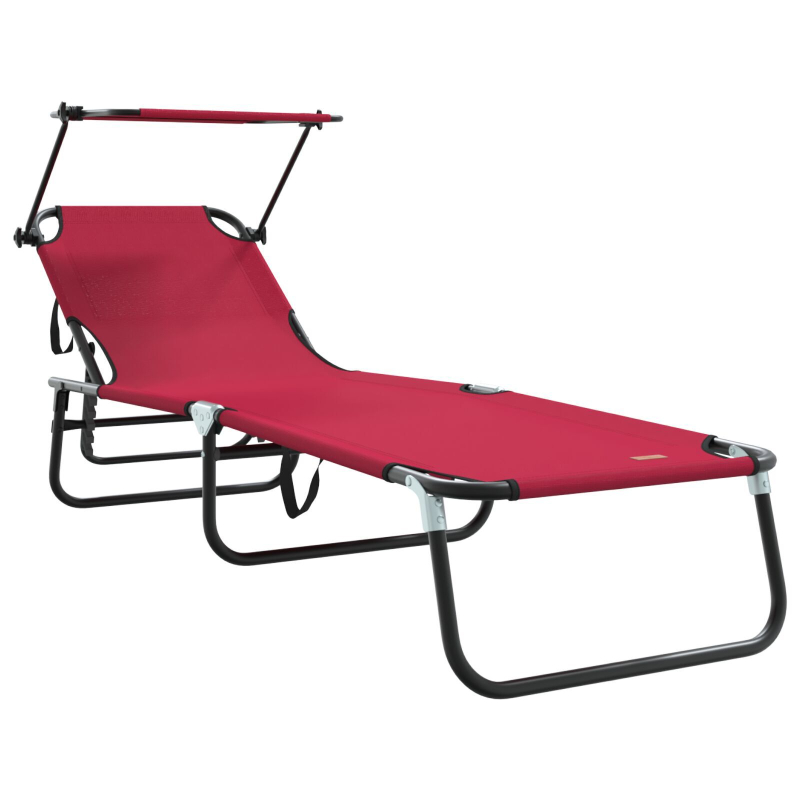 Faltbare Sonnenliege mit Sonnendach Rot 600D Oxford-Stoff