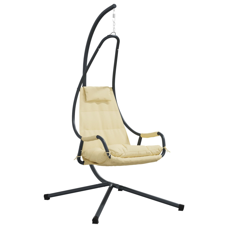 Hängestuhl mit Gestell und Kissen Beige Stahl