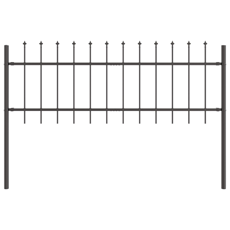 Gartenzaun mit Spear-Top Grau 1,7x0,6 m Stahl