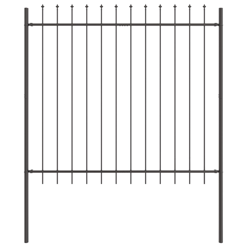 Gartenzaun mit Spitzdach Grau 1,7x1,5 m Stahl