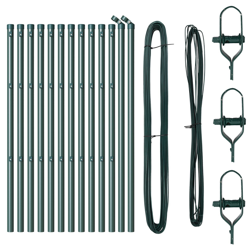 Zaunpfosten 13 Stück Grün Ø32 mm 100 cm Galvanisiertes Stahl