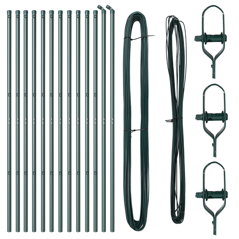Zaunpfosten 13 Stück Grün Ø32 mm 210 cm Galvanisiertes Stahl