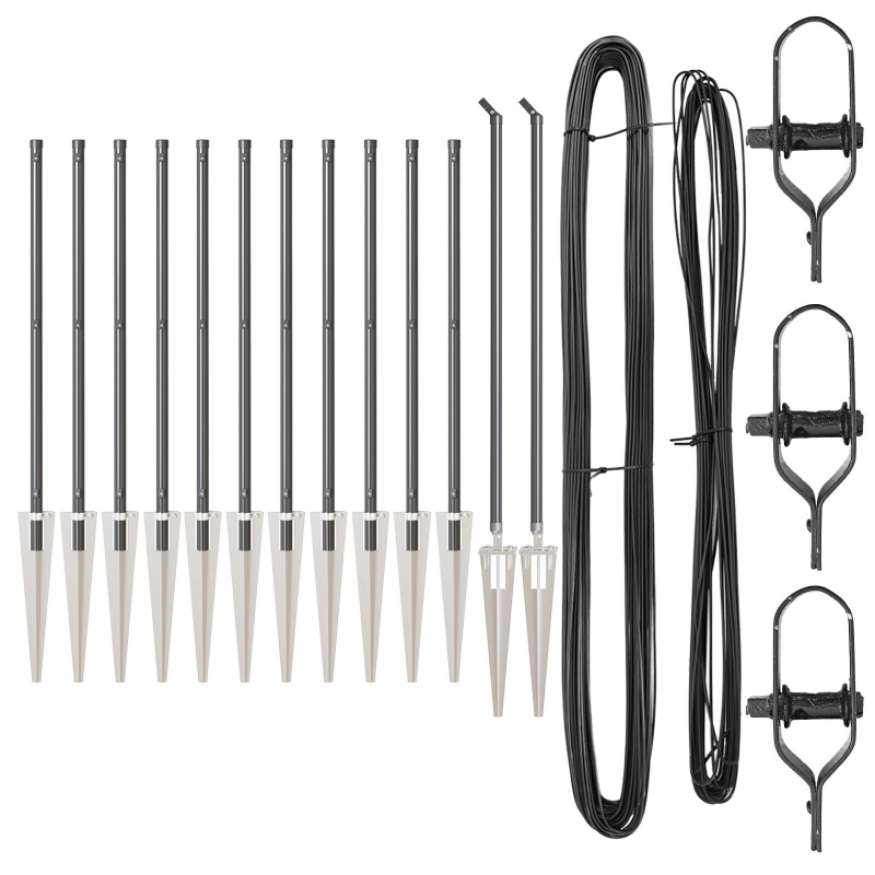 Zaunpfosten mit Spike 13 Stück Ø32 mm 60 cm Galvanisiertes Stahl