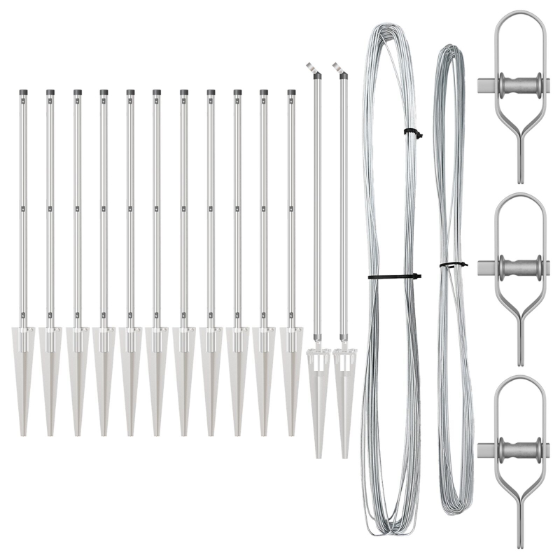 Pfosten mit Spitze 13 Stück Ø32 mm 100 cm Verzinkter Stahl