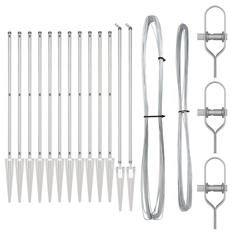 Zaunpfosten mit Spitze 13 Stück Ø32 mm 170 cm Galvanisiertes Stahl