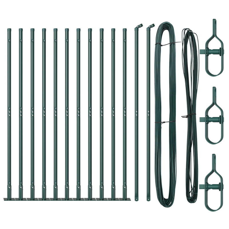 Zaunpfosten mit Grundplatten 13 Stk Ø32mm 83,5cm Galvanisiertes Stahl