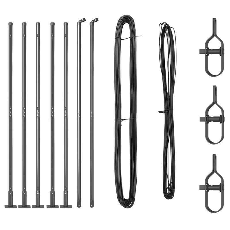 Zaunpfosten mit Fußplatten 7 Stück Ø32mm 88,5cm verzinkter Stahl