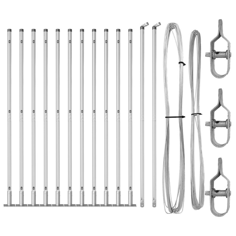 Zaunpfosten mit Bodenplatten 13 Stück Ø32mm 83,5cm Galvanisiertes Stahl