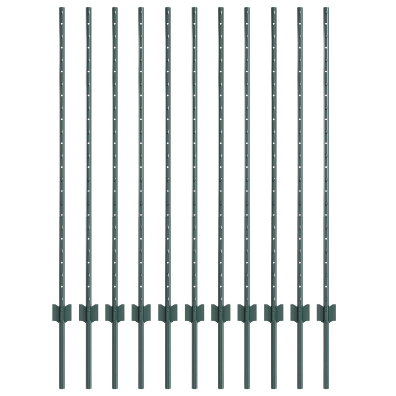 Zaunpfosten 11 Stk U-Kanal Grün 120 cm Stahl