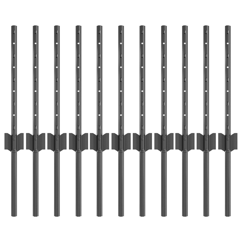 Zaunpfosten 11 st U-Channel Grau 80 cm Stahl