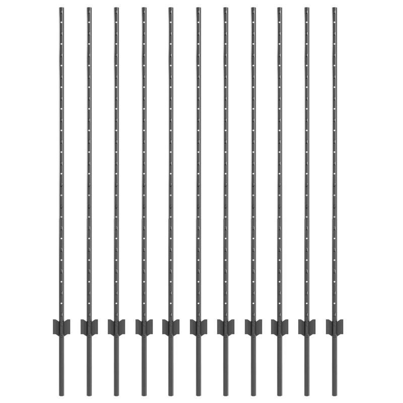 Zaunpfosten 22 Stk. U-Kanal Grau 140 cm Stahl