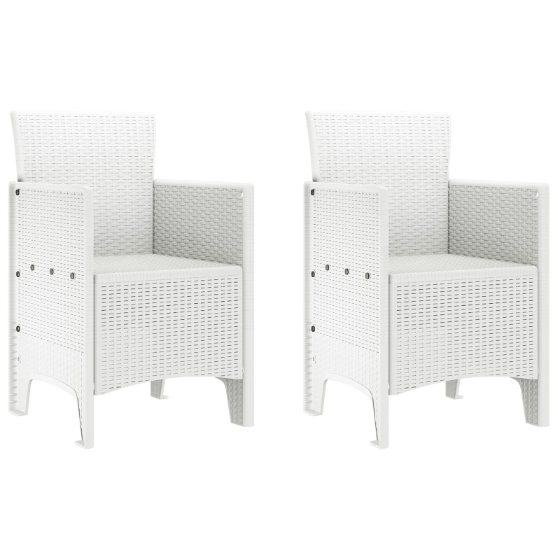 Gartenstühle 2er Set Weiß Poly Rattan