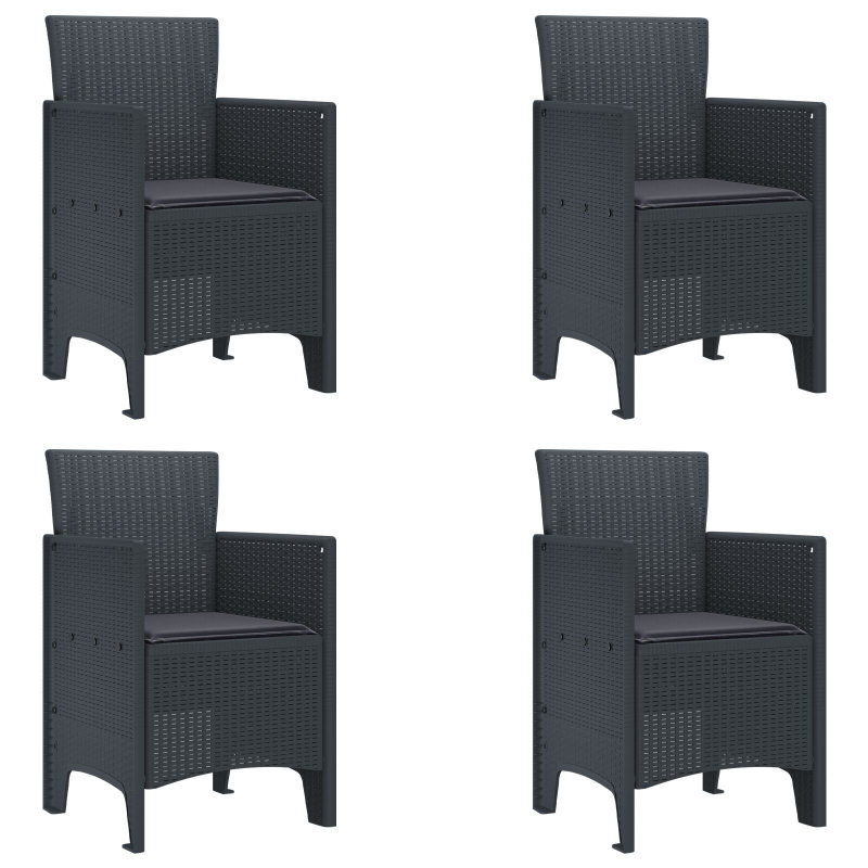 Gartenstühle mit Kissen 4 Stück Anthrazit Poly-Rattan