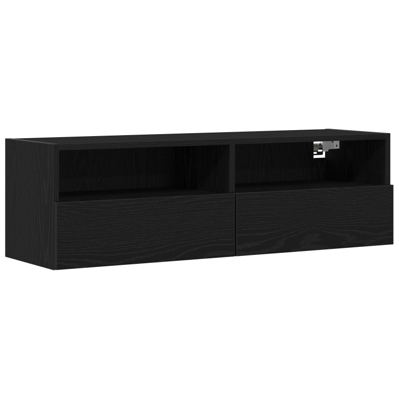TV-Wandregal Schwarz Eiche 100x30x30 cm Holzwerkstoff
