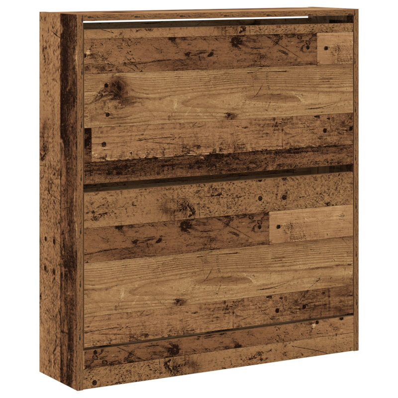 Schuhschrank mit Klappenfach Altholz 80x21x87,5 cm