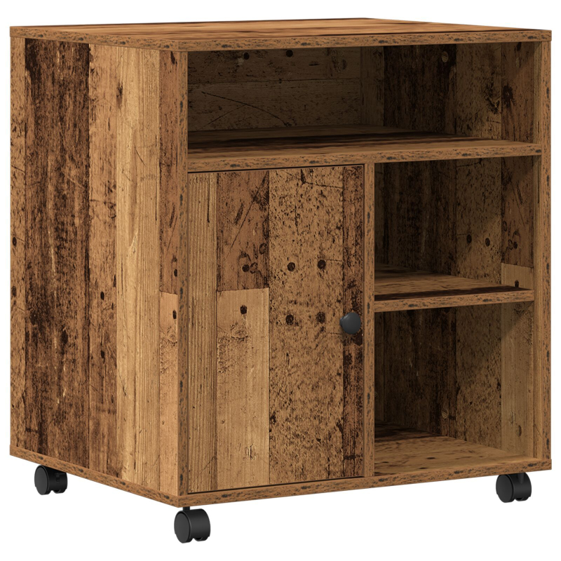 Druckerständer mit Rollen Altes Holz 60x50x67 cm