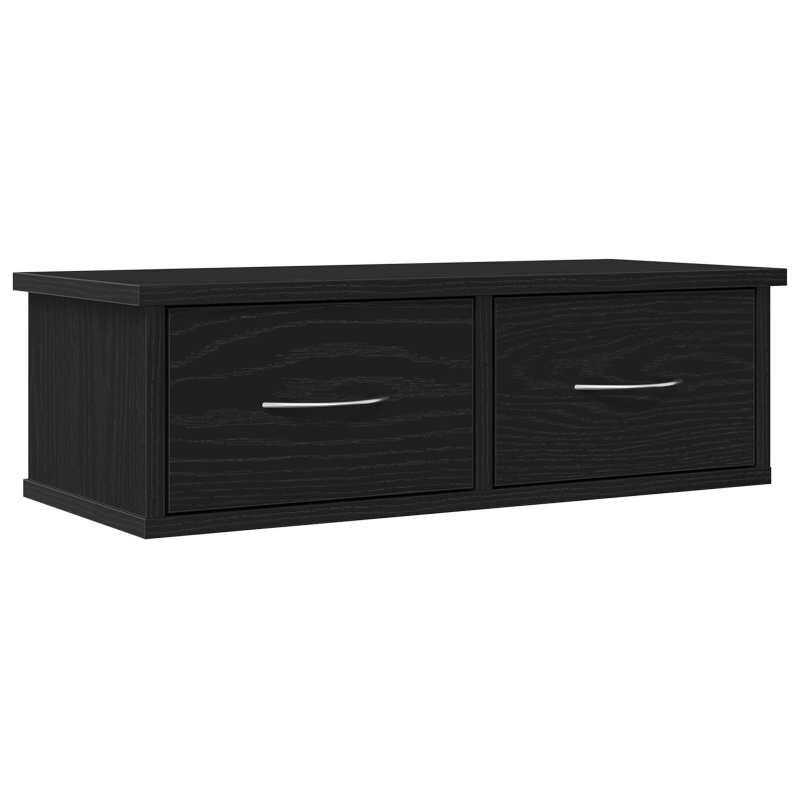 Wandmontiertes Schubladenregal Schwarz Eiche 60x26x18,5cm Holzwerkstoff