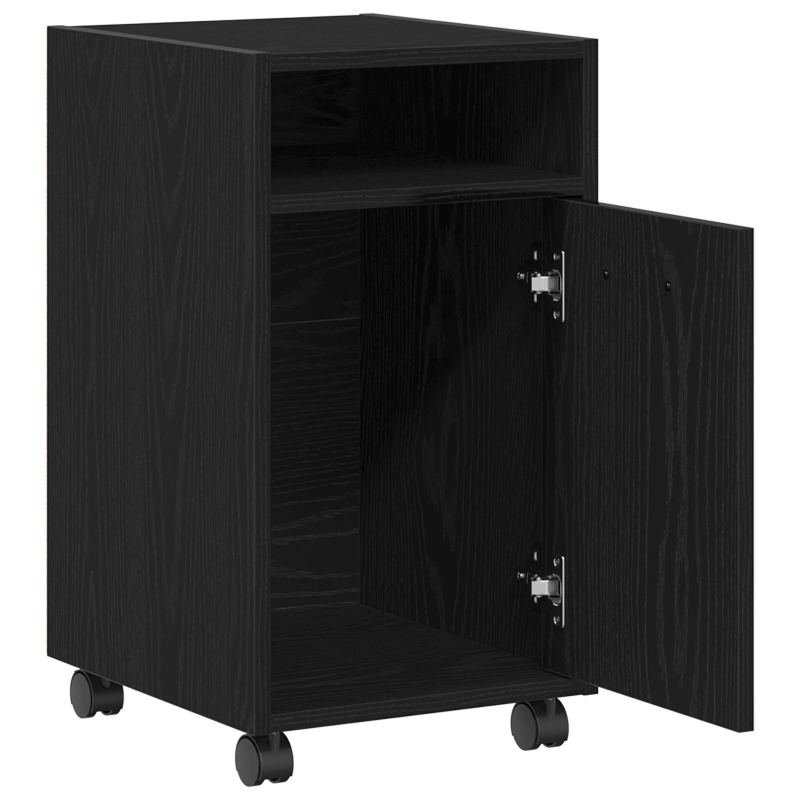Sideboard mit Rollen aus schwarzem Eichenholz 33x38x60 cm aus Holzwerkstoff