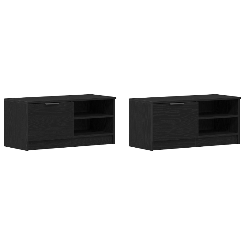 TV-Schrank 2 Stück Schwarz Eiche 80x35x36,5 cm Holzwerkstoff