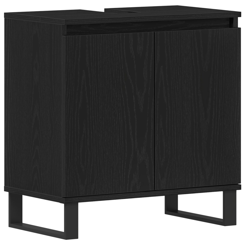 Waschbeckenunterschrank Schwarz Eiche 58x33x60 cm Holzwerkstoff
