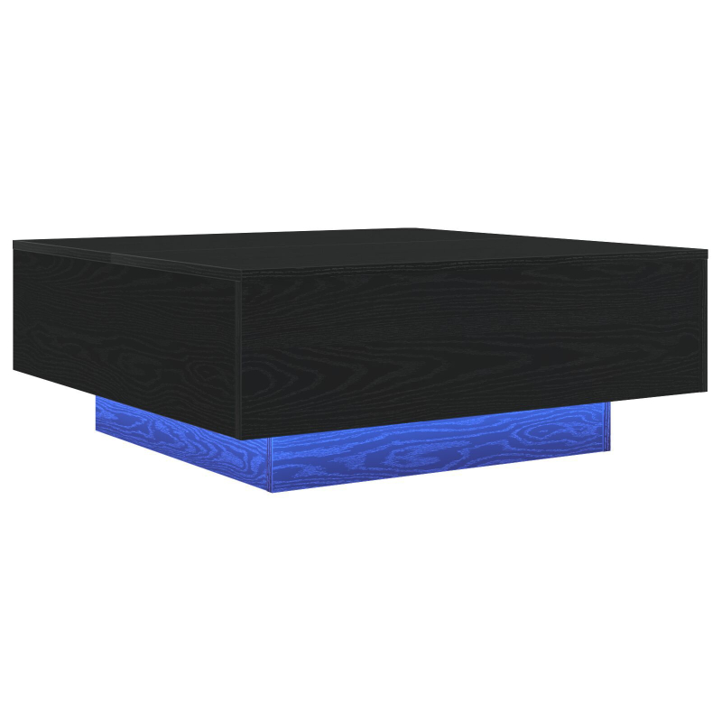 Couchtisch mit LED-Lichtern Schwarz Eiche 80x80x31 cm
