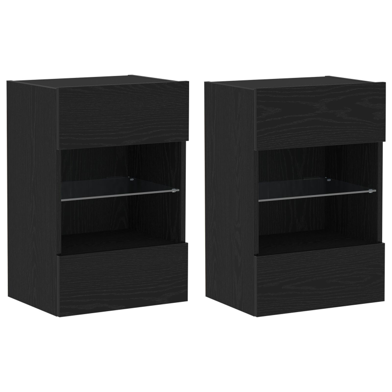 LED TV-Schrank 2 Stück Schwarz Eiche 40x30x60,5cm Werkstoff