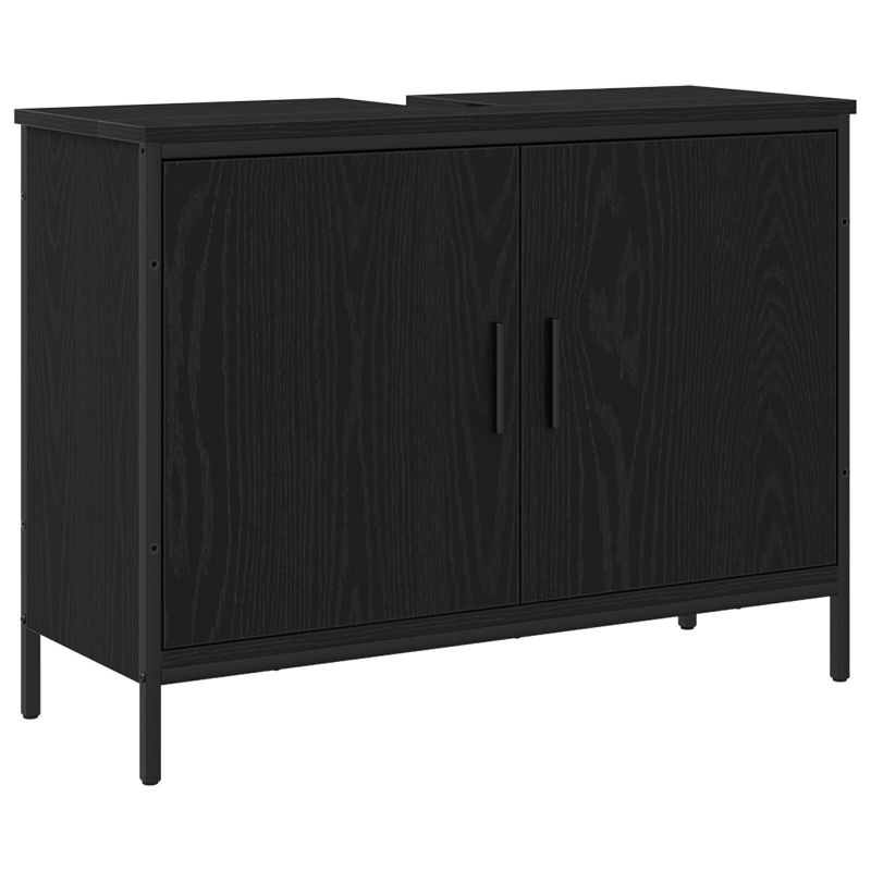 Waschbeckenunterschrank Schwarzes Eichenholz 80x30x60 cm Hergestelltes Holz