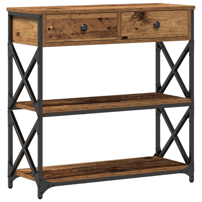 Konsolentisch Altholz 75x28x75 cm Holzwerkstoff und Stahl
