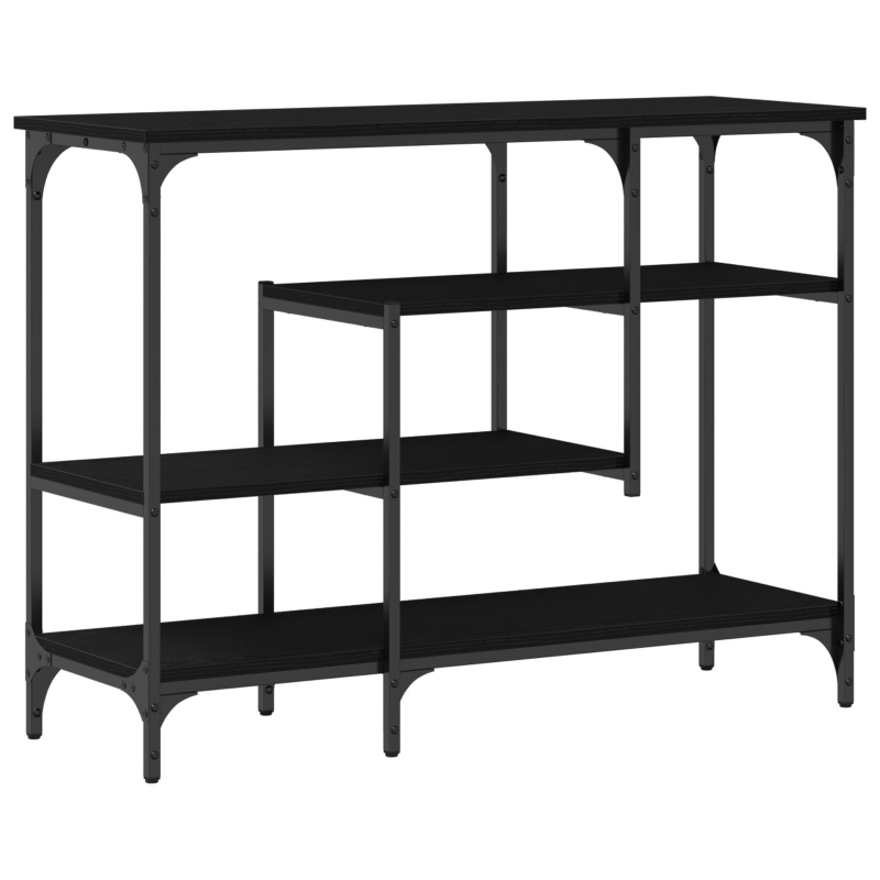Konsolentisch Schwarzes Eichenholz 100x35x75 cm Ingenieurholz und Stahl