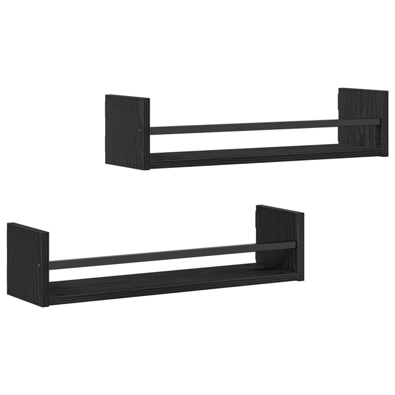 Wandregale 2 Stück Schwarz Eiche 60x16x14 cm Melamin
