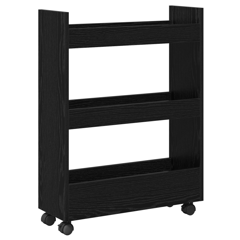 schmaler Aufbewahrungstrolley 3 Tier Schwarze Eiche Ingenieuholz