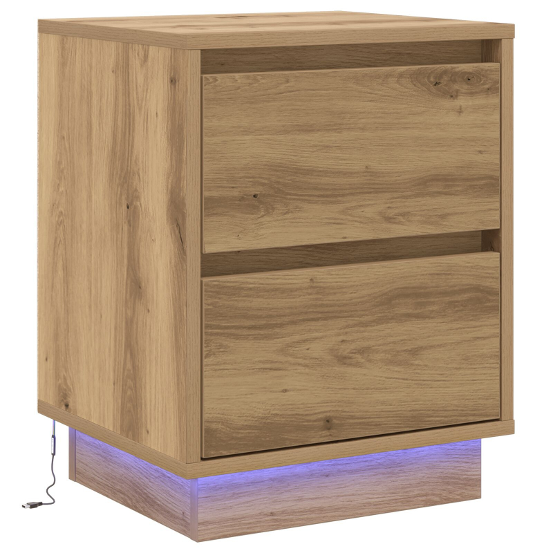 Nachttisch mit LED-Leuchten Artisan Eiche 39x34,5x50 cm