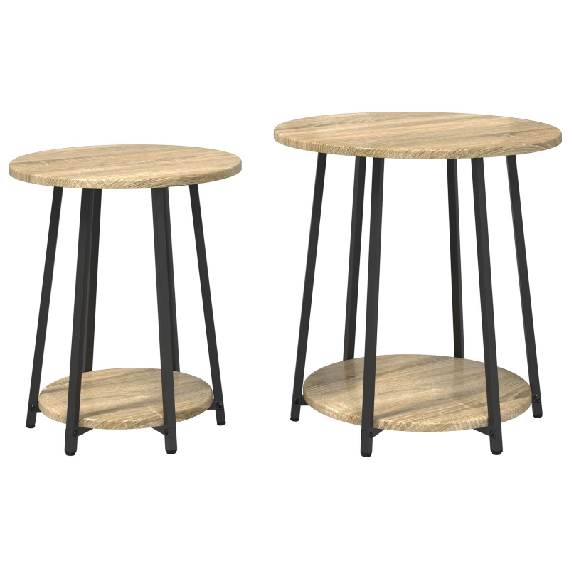 Beistelltisch 2er-Set Sonoma Eiche, Holzwerkstoff und Metall