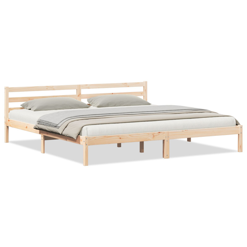 Bettgestell mit Kopfteil 180x210 cm aus massivem Kiefernholz