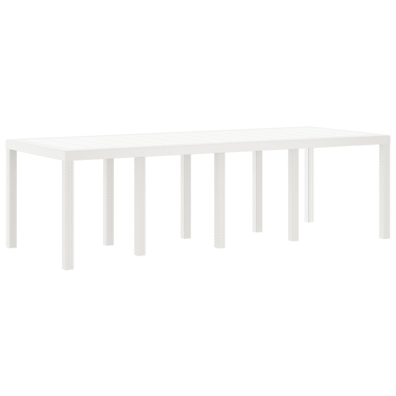 Gartentisch Weiß 250x100x73 cm Poly Rattan