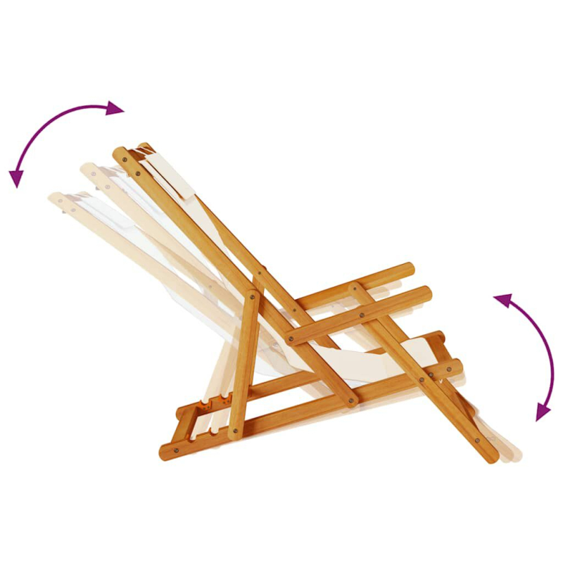 Faltbare Strandstühle 2er-Set Creme, Akazienholz und Textilene