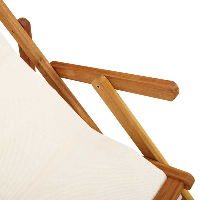 Faltbare Strandstühle 2er-Set Creme, Akazienholz und Textilene