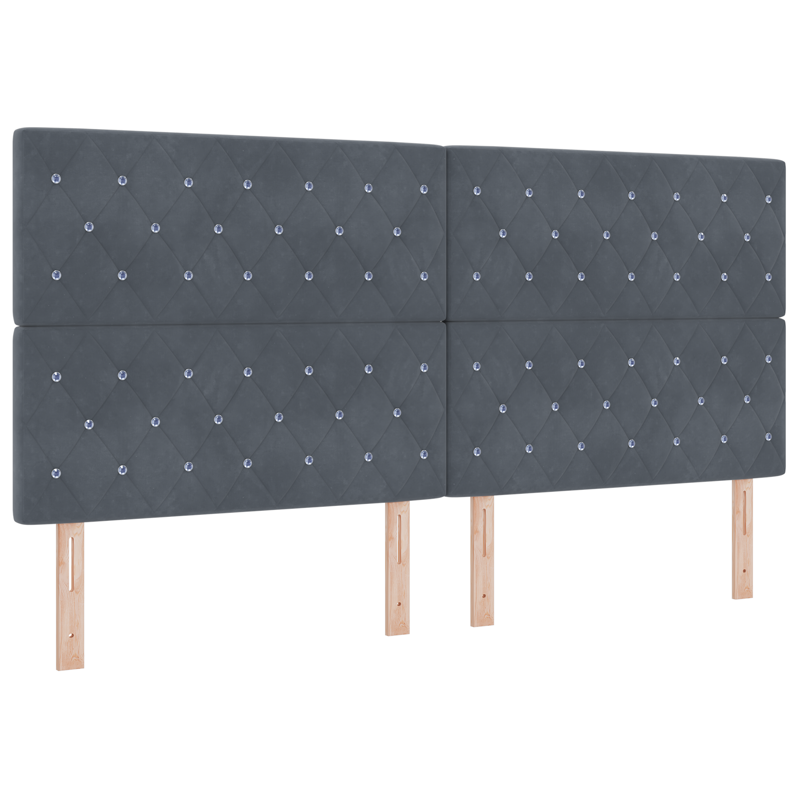 Boxspringbett mit Matratze und LED Dunkelgrau 200x200 cm Velours