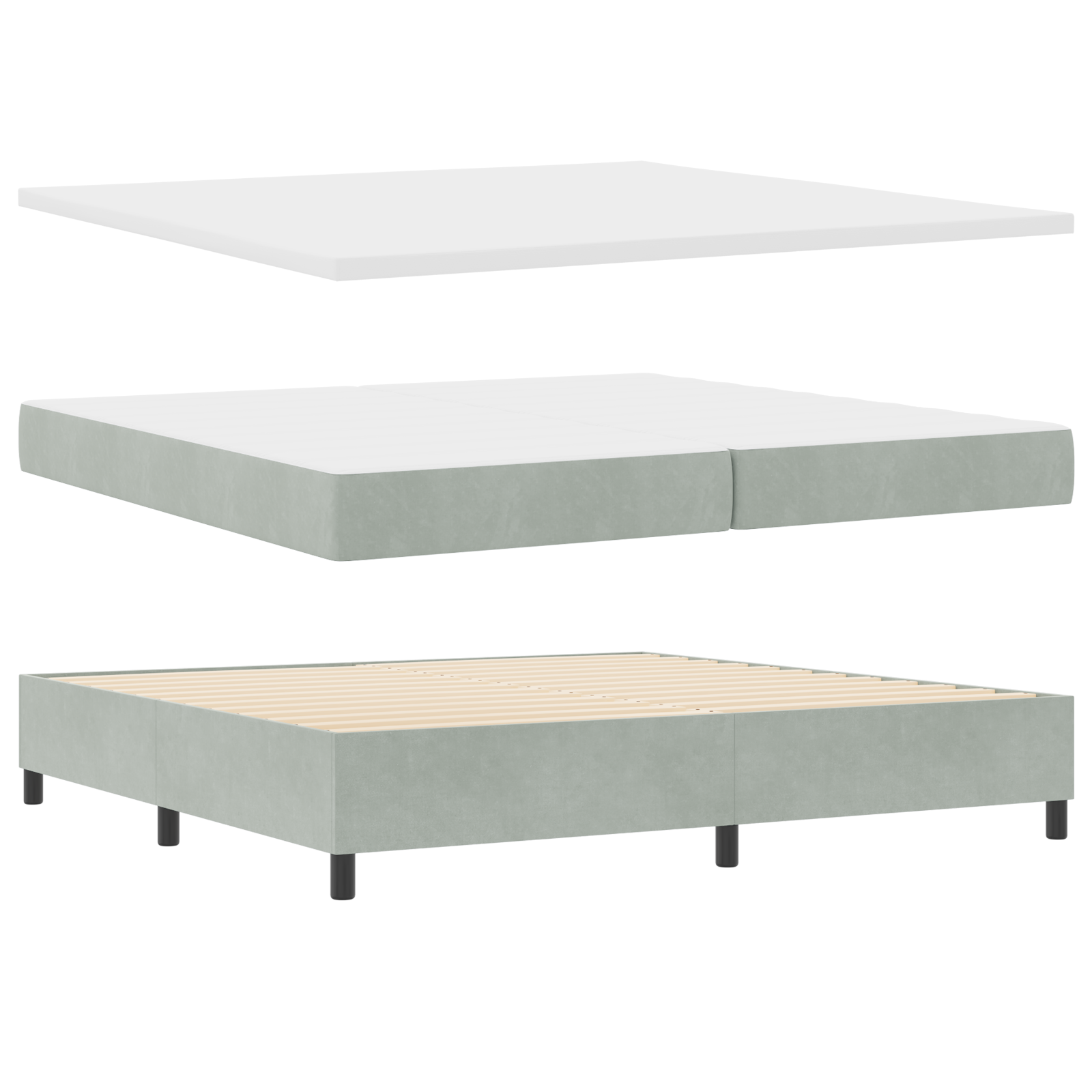 Boxspringbett mit Matratze & LED Licht Grau 200x200 cm Samt
