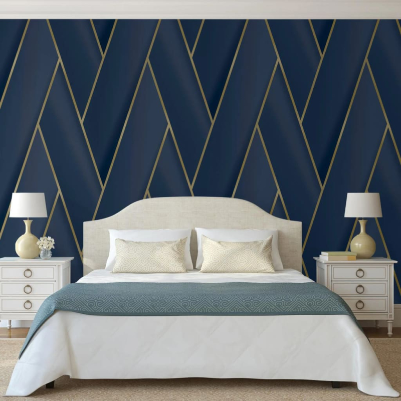 DUTCH WALLCOVERINGS Tapete Geometric Blau und Golden