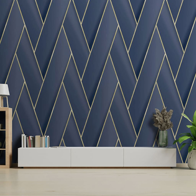 DUTCH WALLCOVERINGS Tapete Geometric Blau und Golden