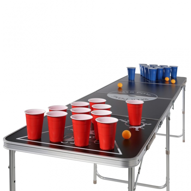 HI Beer-Pong-Klapptisch Höhenverstellbar Schwarz