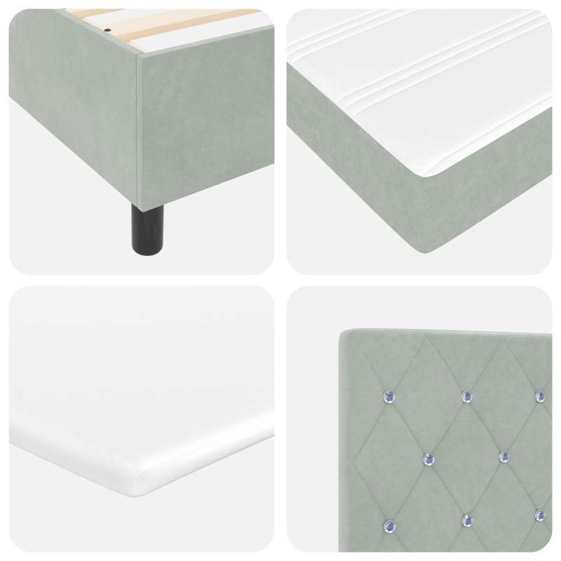 Boxspringbett mit Matratze & LED Licht Grau 200x200 cm Samt