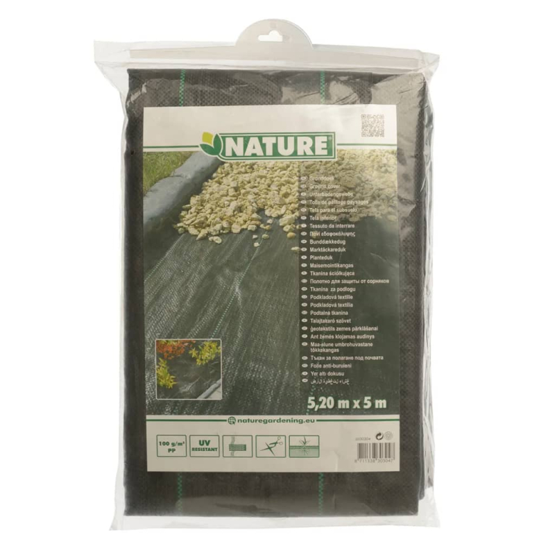 Nature Unkrautschutz-Bodengewebe 5,2×5 m Schwarz