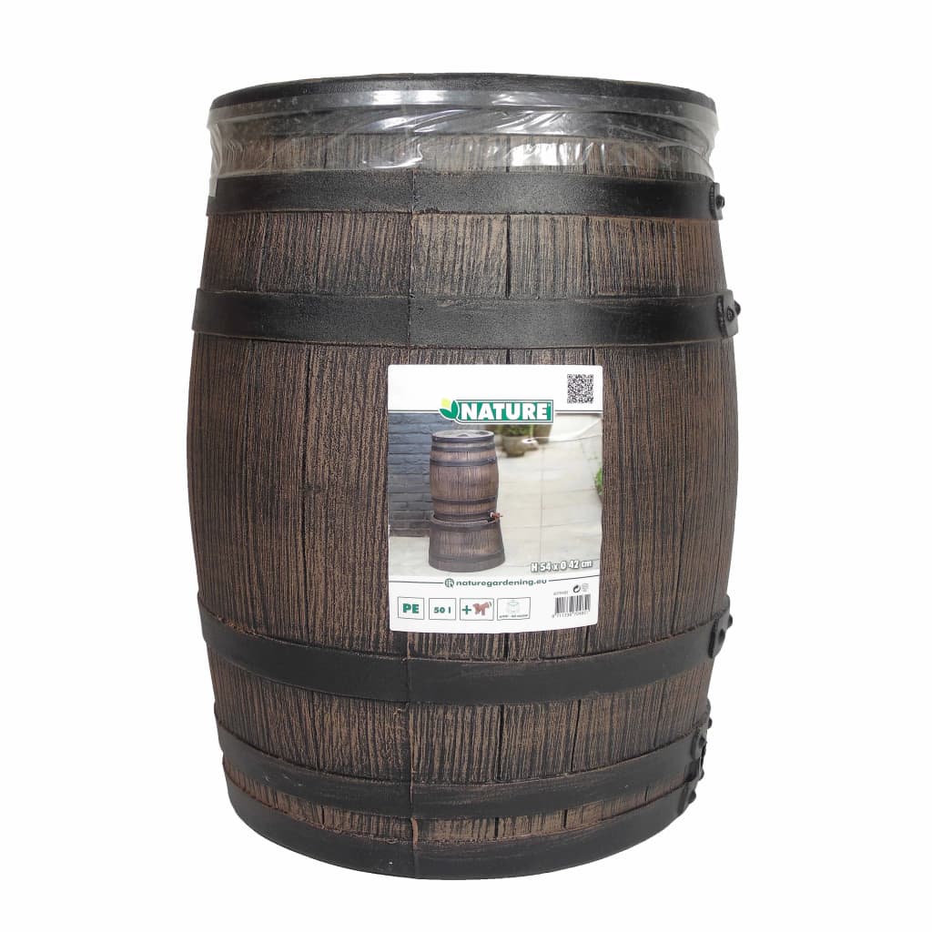 Nature Regentonne mit Holzoptik 50 L 38 x 49,5 cm Braun