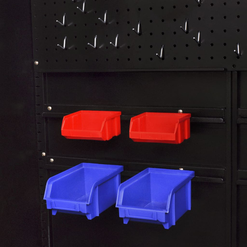 Werkzeugschrank mit 2 Türen Stahl 90x40x180 cm Schwarz/Rot