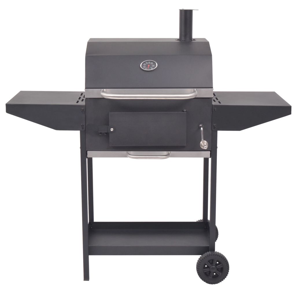 Holzkohlegrill Smoker mit Ablage Schwarz