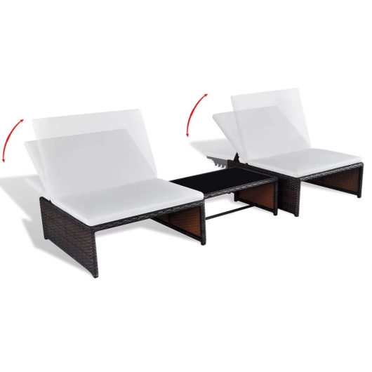 Outdoor-Lehnstühle 2 Stk. mit Tisch Braun Poly Rattan